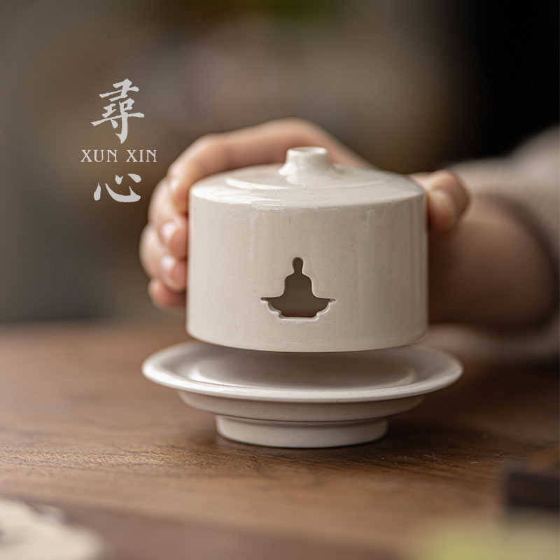 皓澜茶木灰香薰炉陶瓷家用室内沉香炉中式托香蚊香盘茶道零配件