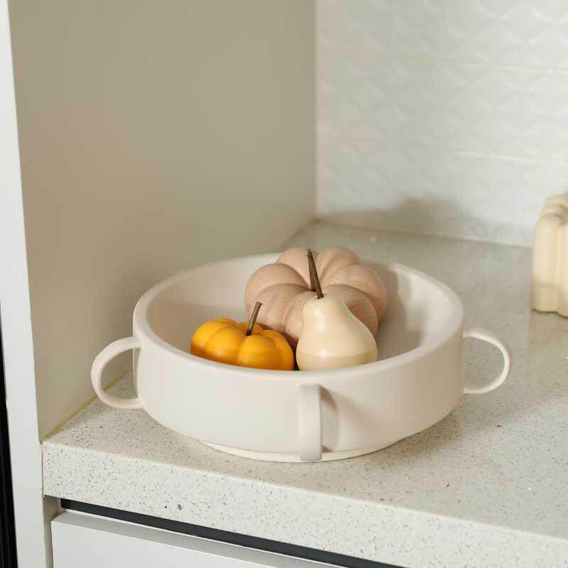 现代简约陶瓷水果盘摆件样板间客厅茶几餐桌酒店收纳盘家居装饰品