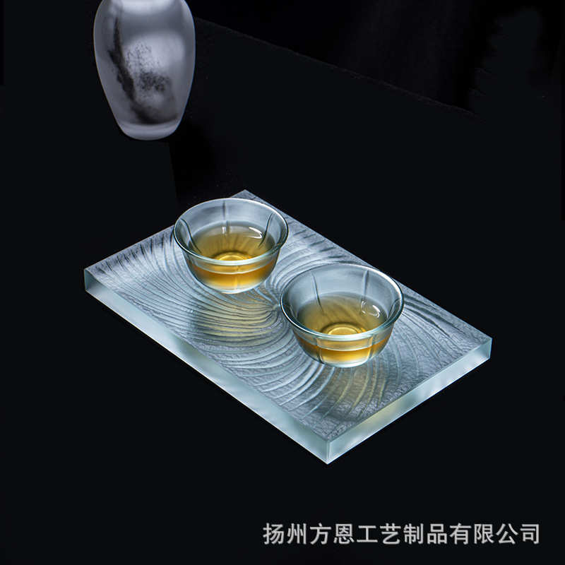 天青琉璃聚财长方形茶盘轻奢家用旋涡排水式创意干泡盘日式茶盘