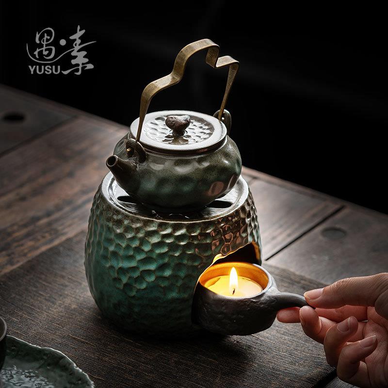 粗陶蜡烛温茶底座中式陶瓷煮茶炉暖茶器家用茶壶加热炉茶具配件