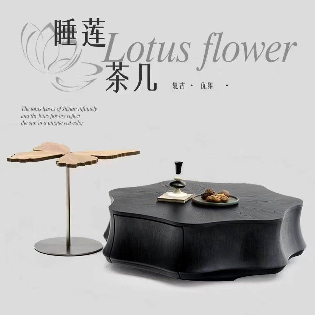 意式极简异形睡莲茶几客厅家用小众设计师款现代简约花瓣茶几组合