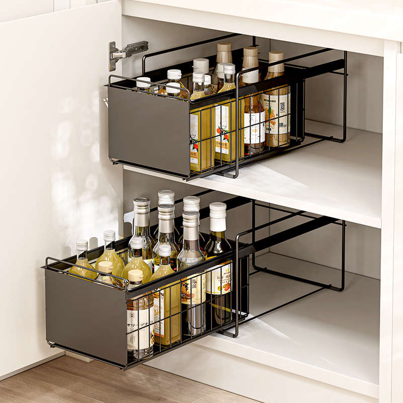 御仕家 调料抽拉架 厨房橱柜抽屉收纳置物调味品抽拉式拉篮下水槽