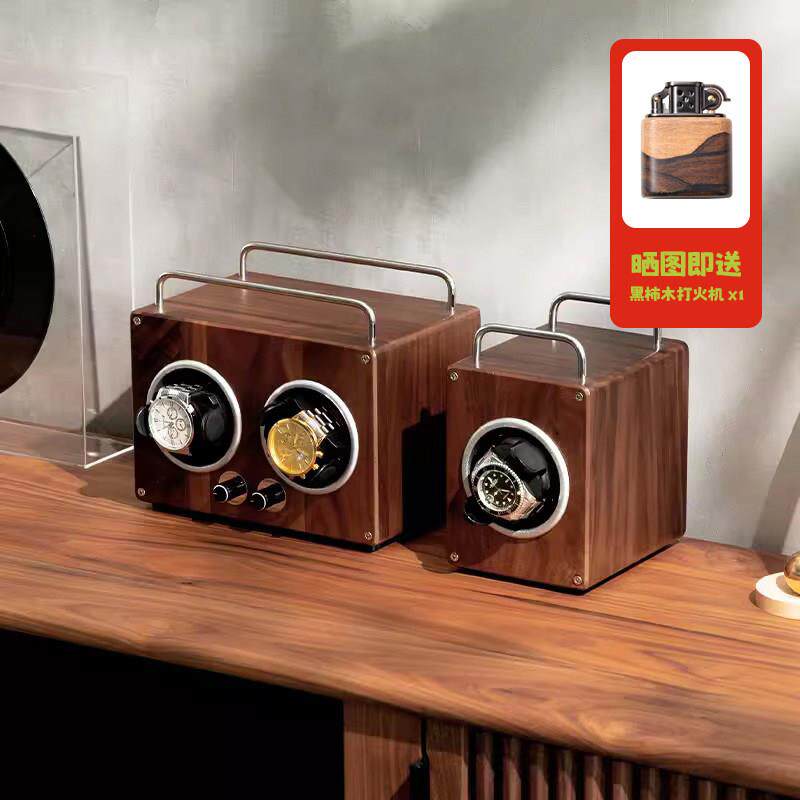 良白/极客摇表器/黑胡桃实木全自动机械手表摇摆转表器上弦炼发条