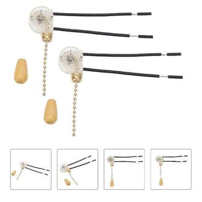 2Pcs Durable Wood And Metal Pull Switch Innovative Ceiling