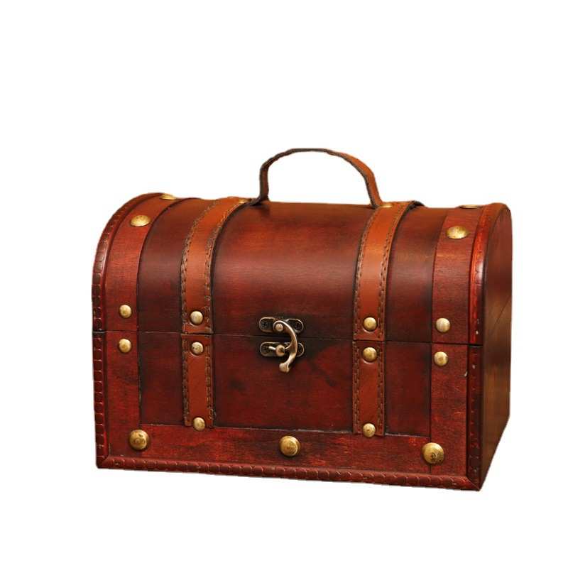 复古木盒带锁密码收纳盒 木质首饰盒珠宝展示盒子复古木质首饰盒