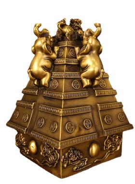 黄铜高象摆件财象升铜工艺品JCO客厅卧室饰装摆件财富器象