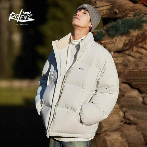 ROLENZ轻奢品牌短款羽绒服男美式立领加厚保暖面包服日系外套