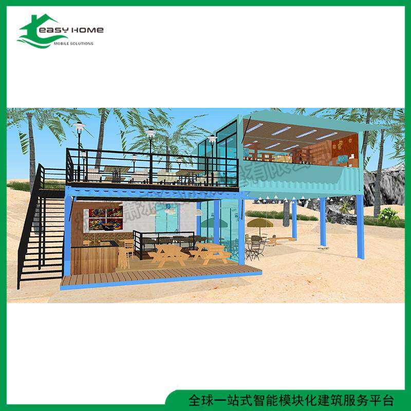 全新集装箱改装建筑移动钢结构别墅商铺商业街售楼处咖啡屋