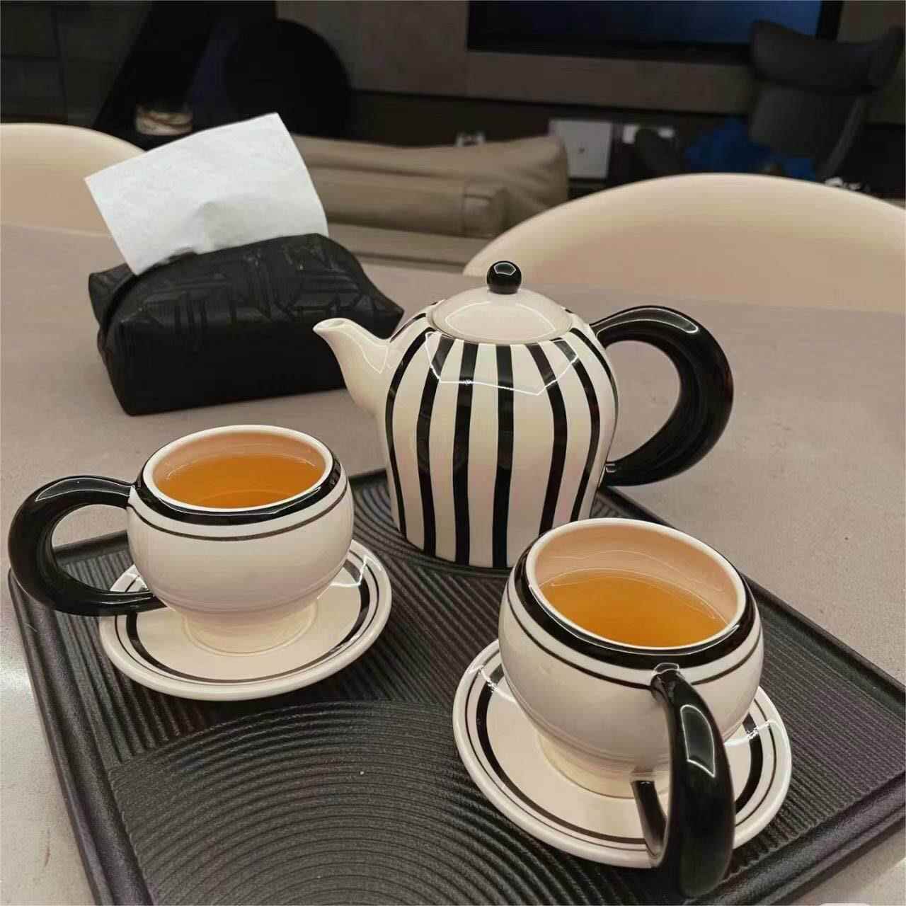 创意中古花茶具复古风家用冷水水壶套装下午茶情侣咖啡杯碟套装