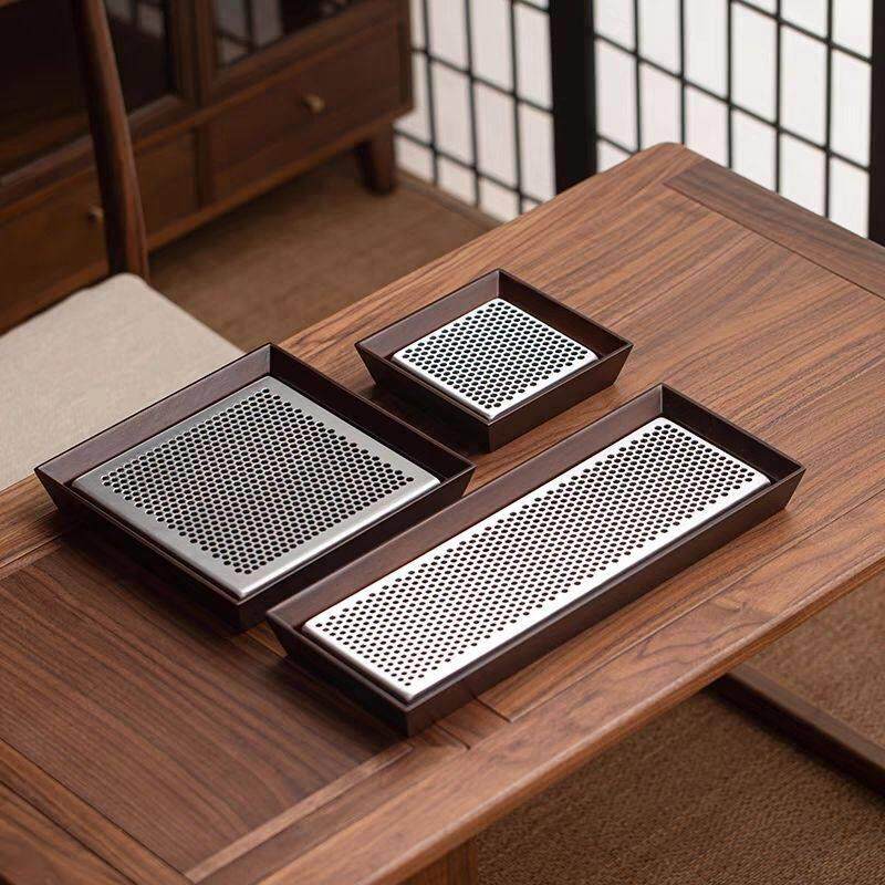 竹制茶盘壶承家用小型干泡盘储水沥水式茶具茶托 托盘轻奢中式小