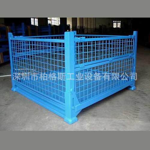 厂家供应半开门仓储笼中转筐金属网格箱超市促销移动堆垛料箱