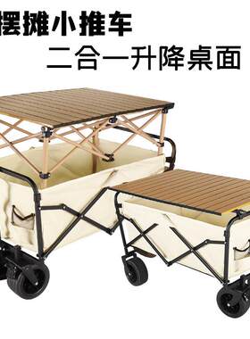 户外露营车折叠聚拢款可后开儿童可躺野营地车摆摊加升降桌小推车