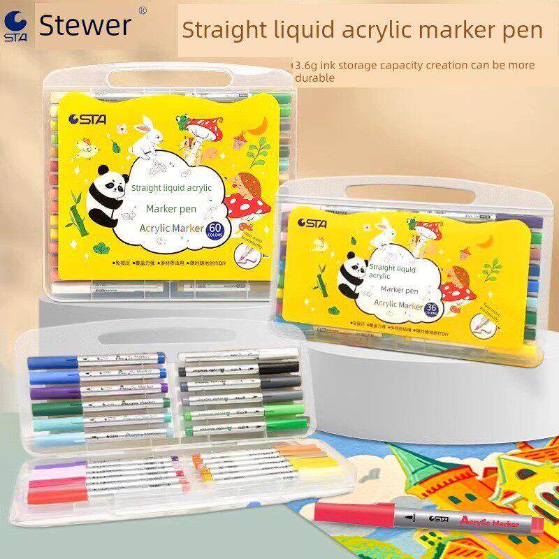 STA斯塔直液式丙烯马克笔1300美术生小学生专用不透色可叠色免按