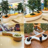 K8玻璃钢754树坐凳创意户外公园景观休闲型座椅长异形池花盆大种