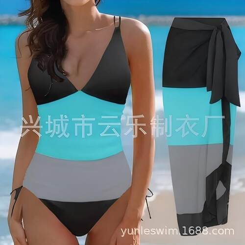 One piece conservative belly covering slimming beach