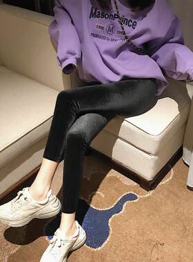 丝绒打底裤女春秋新款外穿2025新款魔术裤弹力修身显瘦高腰小脚裤