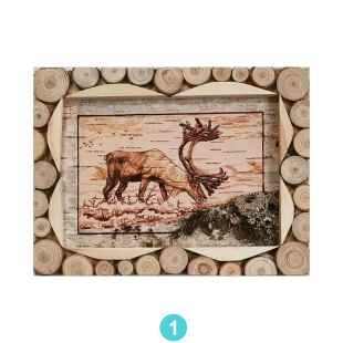 白桦树皮烫烙画19*25敖鲁古雅家居宾馆旅游纪念品手工制作原产地