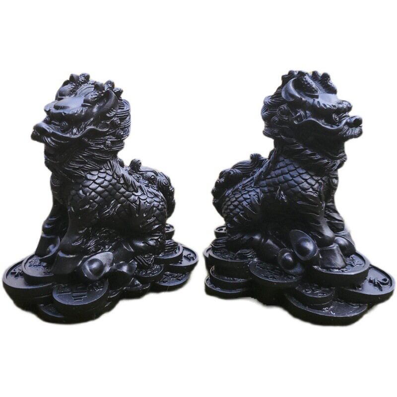 石雕石头青石麒麟摆件一对公母家用别墅门前大门口看门石像石麒麟