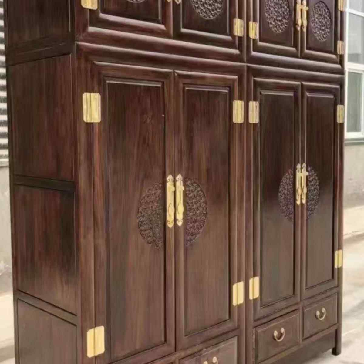 老榆木顶箱柜全实物木大衣柜中式985收纳明柜卧室家储柜清仿古用