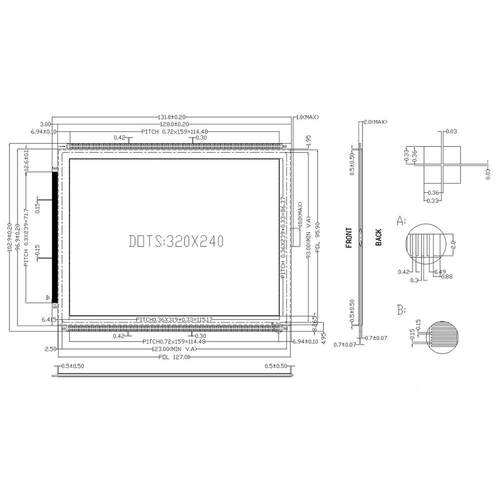 5.7寸 320240 LCD 黑膜FFSTN 点阵液晶显示屏