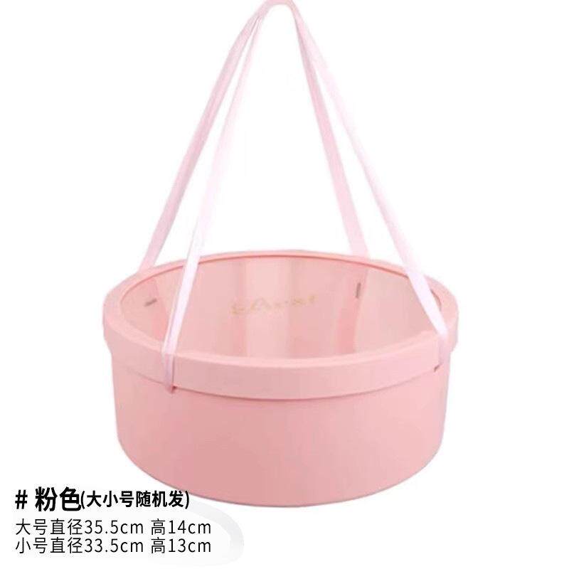 花束包装桶圆形绸缎烫金花盒鲜花盒大号爱心水果礼盒玫瑰插花抱抱