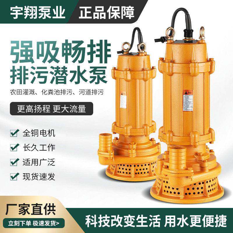 2寸工程污水电泵WQX10-24-1.5扬程抽水泵工地排污水WQX潜水泵