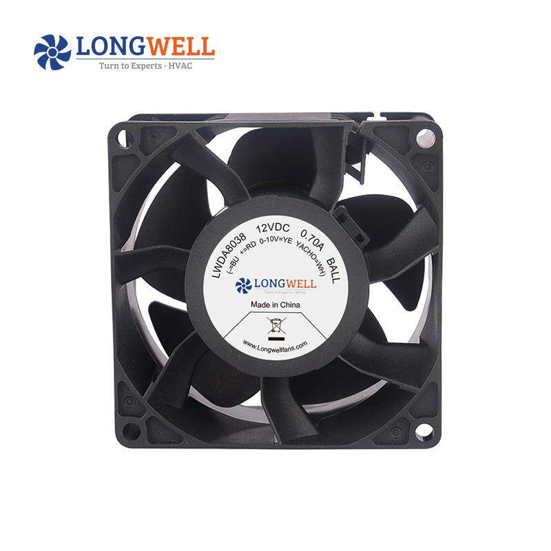 朗伟 大风量机箱风扇 48V双滚珠小型轴流风机 8038直流散热风扇