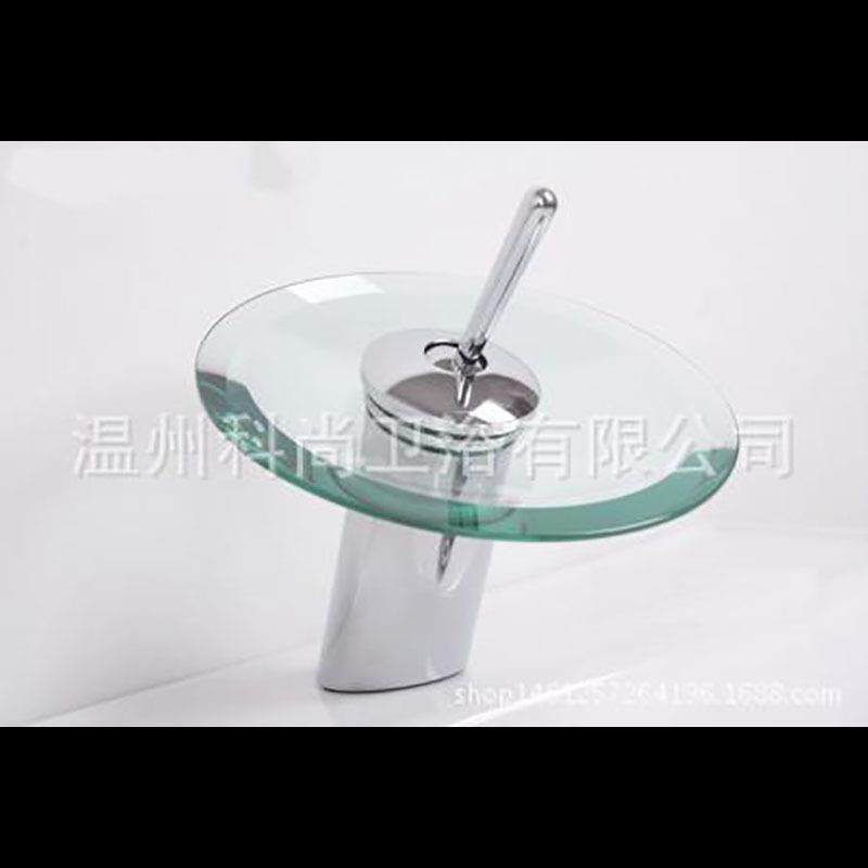 新款直销酒店工程龙头圆形玻璃瀑布脸盆冷热水龙头跨境亚马逊外贸