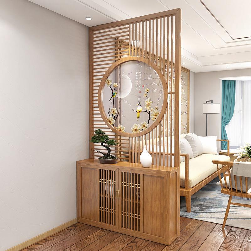 新中式实木入户门厅玄关隔断屏风储物鞋柜简约现代遮挡置物架家用