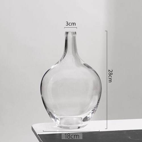 正品透明玻璃摆件大肚花小瓶客厅落地圆马肚口径插花水养木水培吊
