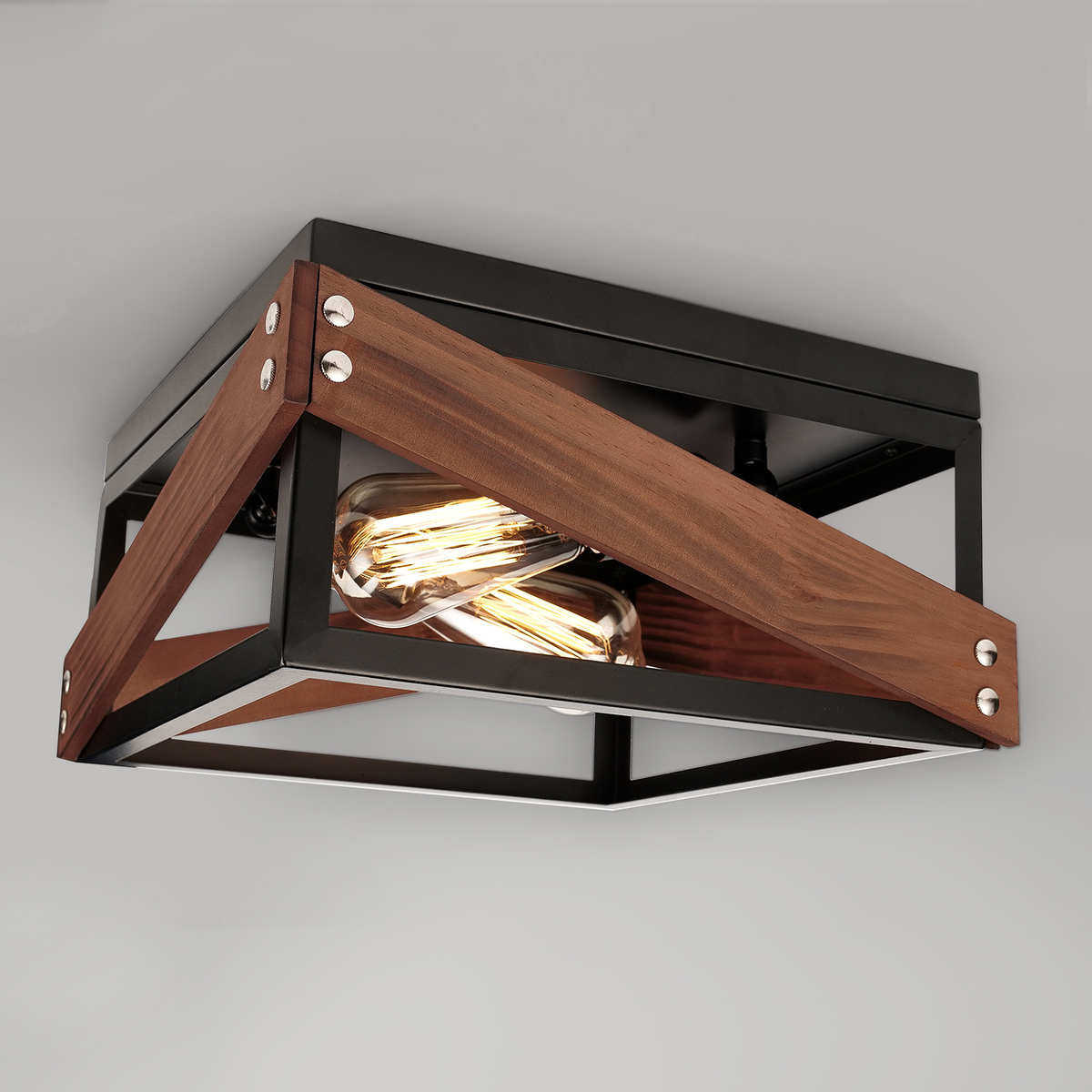 热采复古灯具吸顶灯简约实木双灯头中山灯具铁艺吸顶灯,家装灯饰光源,智能吸顶灯,淘宝优惠券,粉丝福利购,淘宝优惠卷