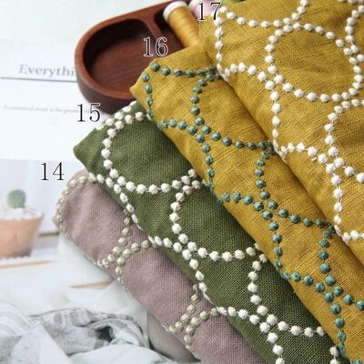晗颖手工ins风刺绣布料棉麻底布圈圈铃鼓DIY手工包包桌布服装布料