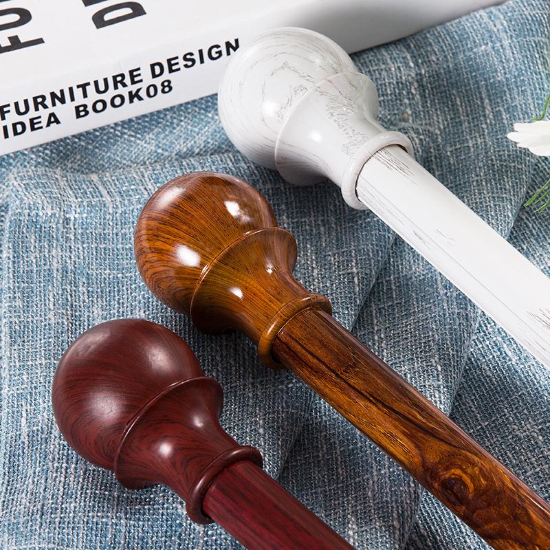 侧装顶装窗帘杆静音铝合金罗马杆窗帘轨道单双杆北欧木纹支架配件
