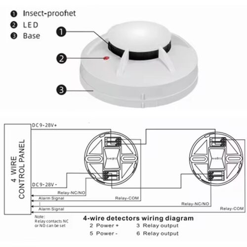 外贸2/Wire烟雾警器家用有线火4烟感器9-28V可接SR-805报线灾烟雾