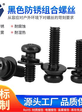 M2x6→2x12黑色防锈组合螺丝GB9074.8不锈钢高盐雾螺丝 深宇五金