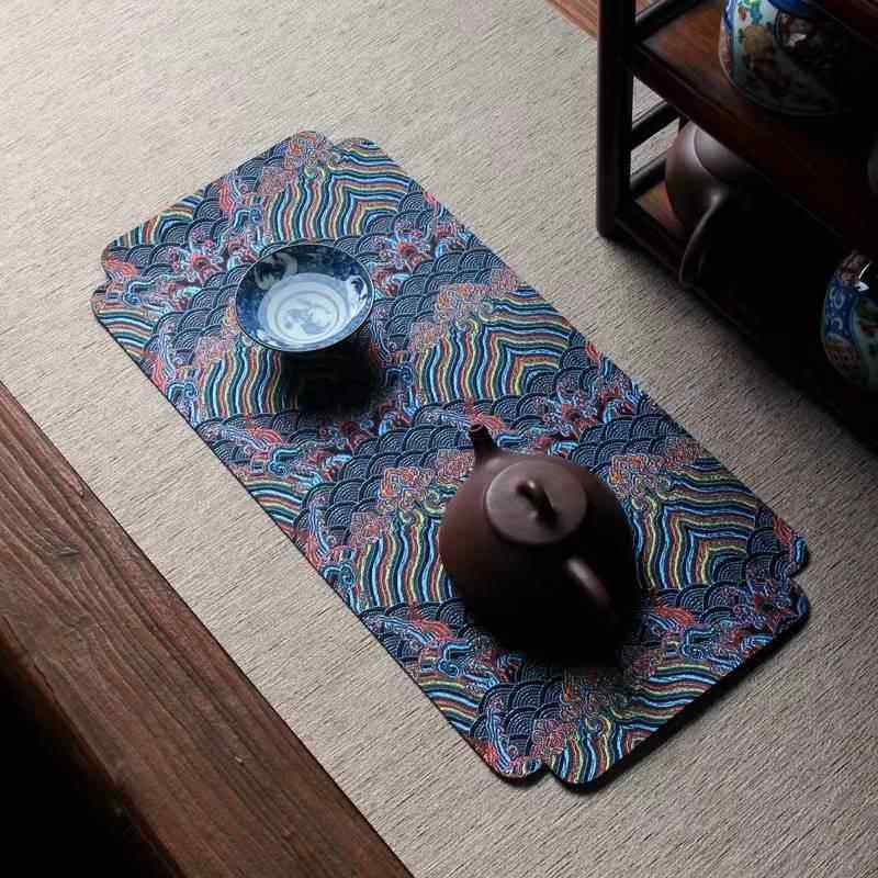 新中式双面织锦主人席禅意布艺干泡席吸水茶垫简约茶席隔热桌旗,居家布艺,茶席,淘宝优惠券,粉丝福利购,淘宝优惠卷