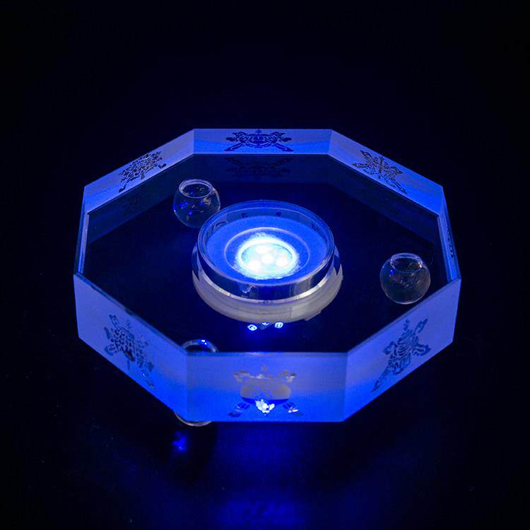 八吉祥水晶发光底座Led多功能彩色发光灯座玻璃佛像佛塔底座