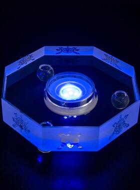 八吉祥水晶发光底座Led多功能彩色发光灯座玻璃佛像佛塔底座