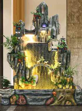 大型假山流水喷泉鱼池落地摆件客厅办公室招财风水轮庭院花园装饰