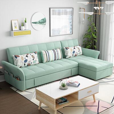 多功能沙组发床两用推拉折叠7381C储物艺小户型客厅公寓布沙可发