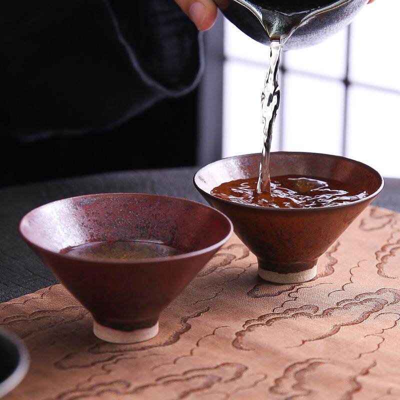 建盏茶杯油滴斗笠盏陶瓷铁胎功夫茶具柴烧茶盏主人杯单杯个人专用