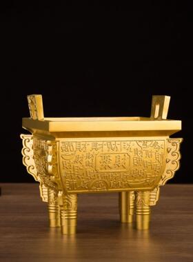 铜鼎摆件聚财盛鼎家居摆饰玄关供奉铜鼎家用佛堂寺庙工艺品