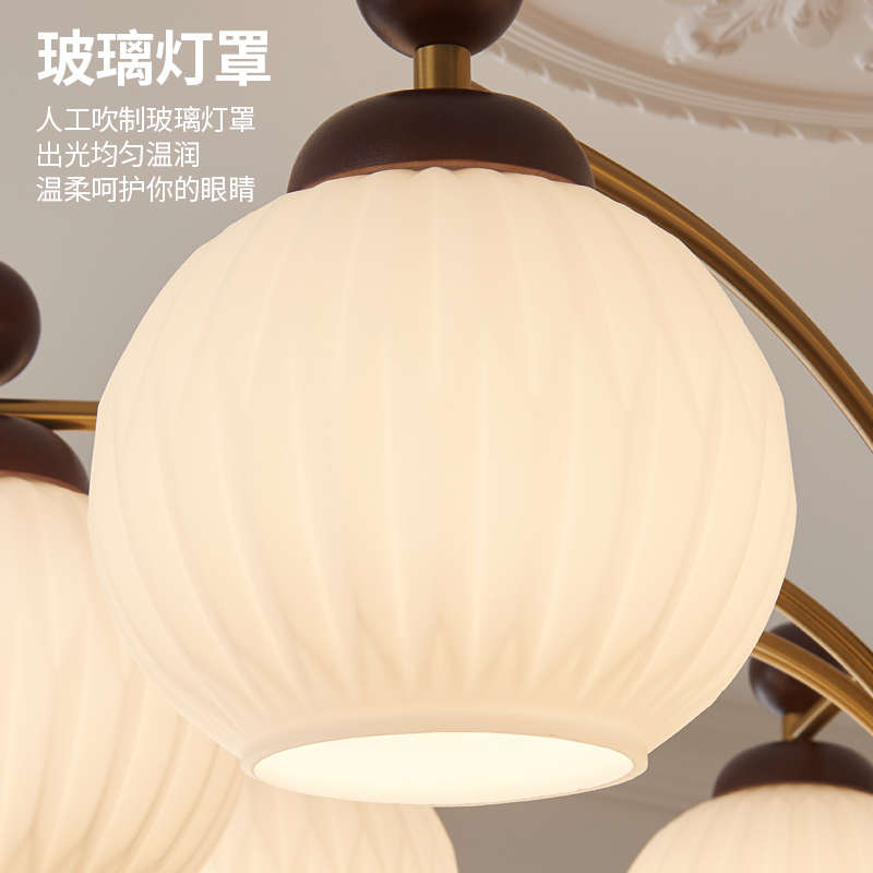 法式中古高级感古风美式复古风卧室吊灯实木设计师款艺术灯具批发