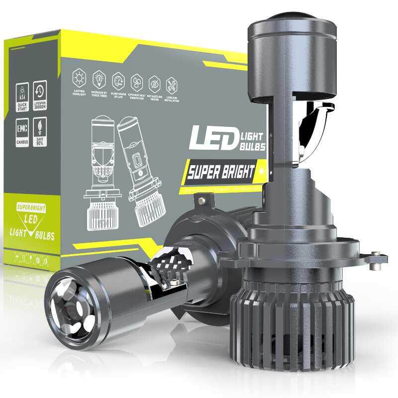 汽车LED大灯300W自带透镜高亮聚光无损改装H4大功率12V24V远近光