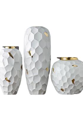 陶瓷家居简约现代白色花插摆件样板房客厅装饰品陶瓷花插花器陶瓷