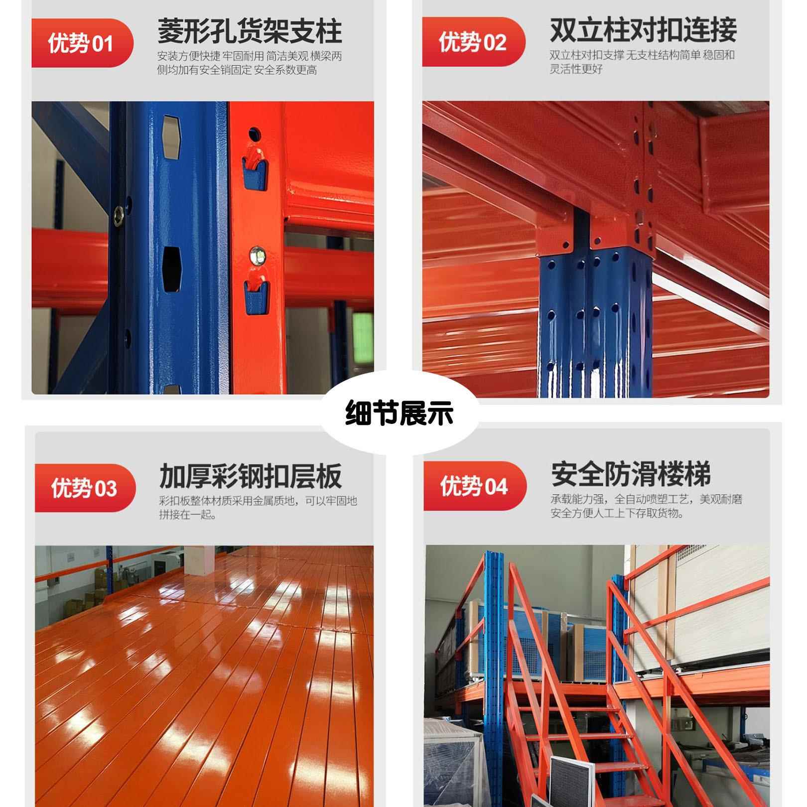 阁楼货架源头工厂仓库货架可拆卸重量级厂房储物二层平台重型货架