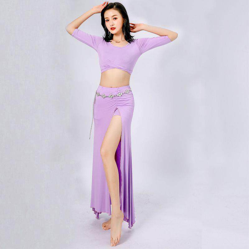 新款莫代尔肚皮舞服装女练功服2020秋冬演出服初学者长裙套装大码