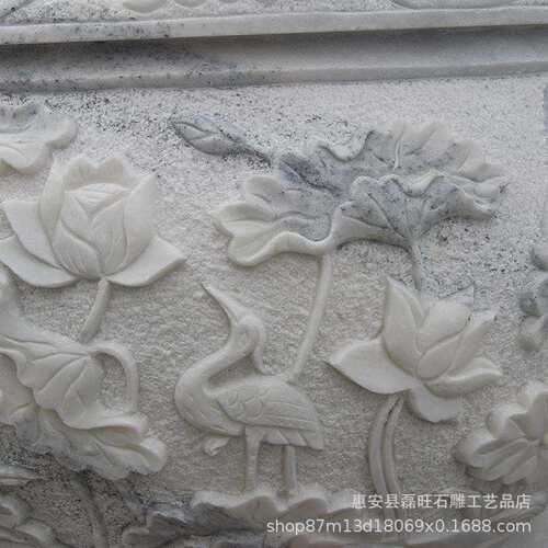 厂家直销汉白玉鱼缸 石雕鱼缸花盆 复古流水摆件园林庭院景观装饰