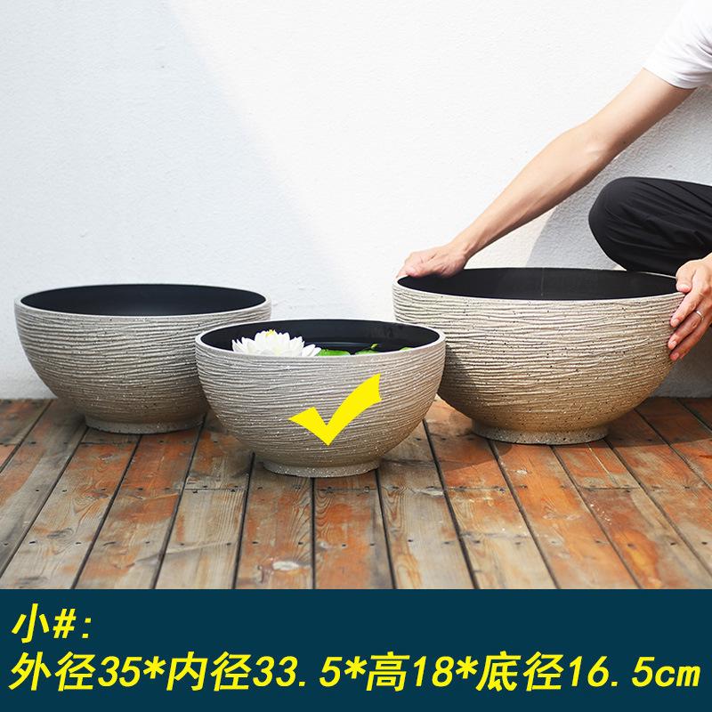 铜钱莲睡莲养鱼荷花水培庭院白色花盆加厚特大号草塑料仿盆石缸碗
