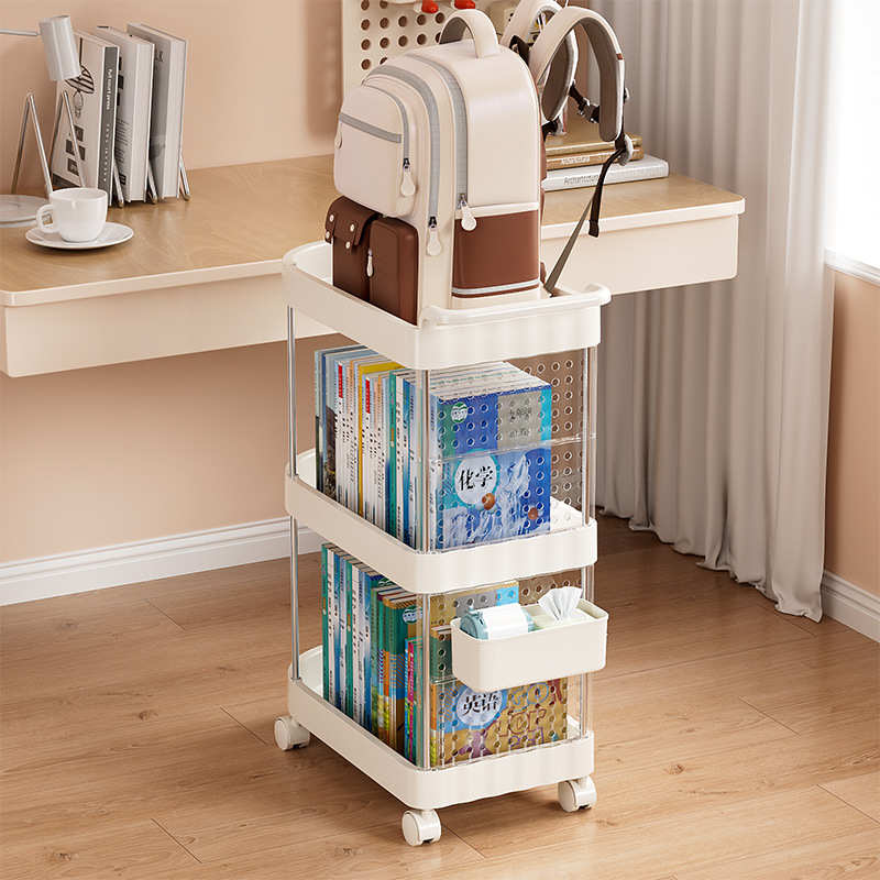 新款家用小推车置物架 办公室文件收纳筐 落地可移动多层桌下收纳